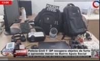 Polícia Civil 1° DP recupera objetos de furto e apreende menor no Bairro Apoio Social