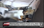 Motorista perde controle de direção na Av. Jamari e acaba destruindo o canteiro central em Ariquemes – Vídeo