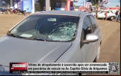Vítima de atropelamento é socorrida após ser arremessada em para brisa de veículo em Ariquemes – Vídeo