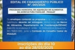 Prefeitura de Ariquemes lança Edital de Chamada Pública para Programa Municipal de Aquisição de Alimentos da Agricultura Familiar – PMAAF