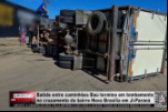 Batida entre caminhões Baú termina em tombamento no cruzamento do bairro Nova Brasília em Ji Paraná – Vídeo